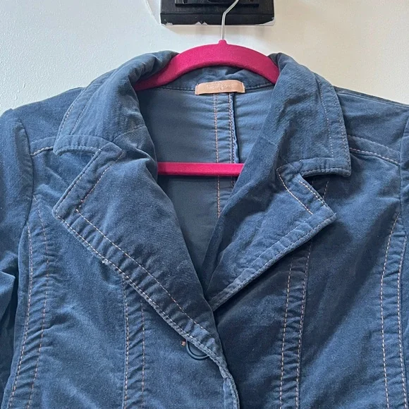 Forever 21 | Deep Blue Corduroy Velvet Blazer Jacket Medium - Picture 3 of 5